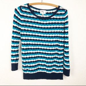 Milly brand delicate open knit wave blue sweater